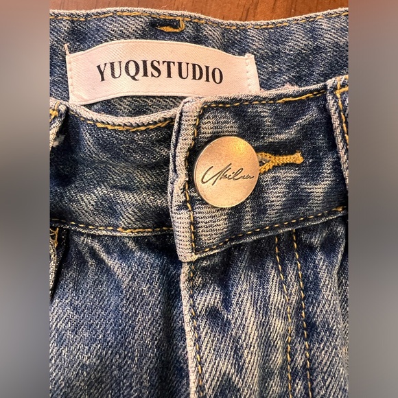 YUQI STUDIO UKLAN Jeans Trendy Wide Legs High Waist High quality Well made Sz M - Picture 3 of 9